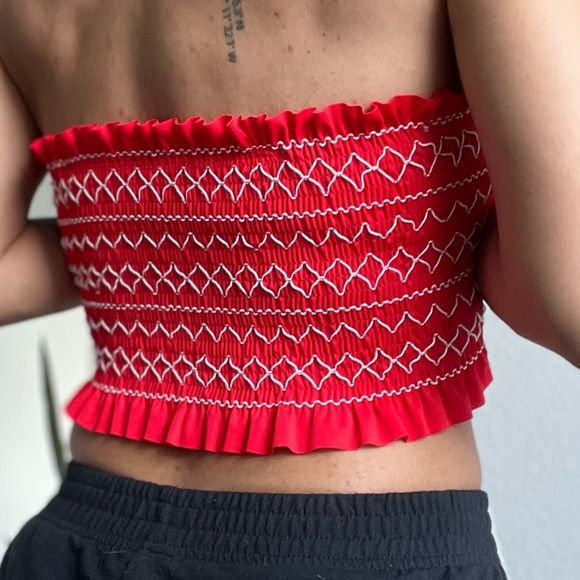Red and white smocked tube top! - Picture 3 of 3